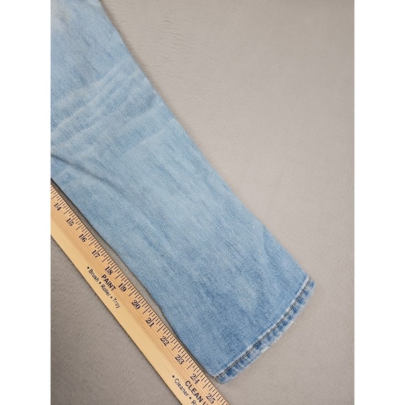 Gap Crop Denim Overalls Size Small Blue Indigo Faded Destressed Stretch - Picture 8 of 8